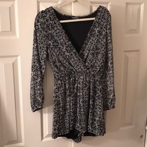 Express black patterned romper
